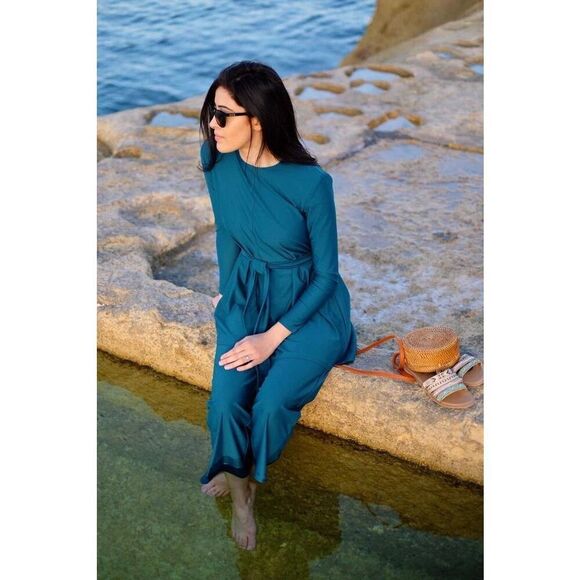 Sei Sorelle Swim Dress Zuria Zenith Teal Blue Size M - Picture 2 of 10